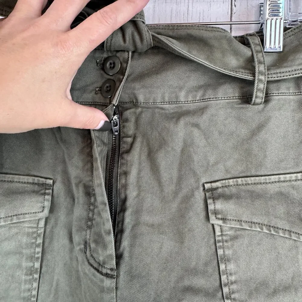 NWT Rails Olive Green Nola Military Utility Skirt Cotton Canvas Belt Size Medium - Picture 5 of 16